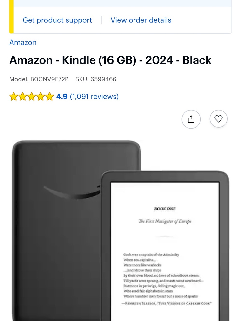 Amazon Kindle eReader – Black
